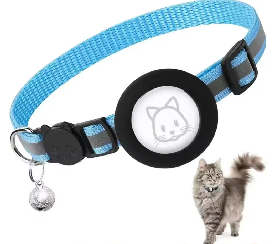Collier Chat Réfléchissant avec Support AirTag - Clochette - Système anti-étranglement