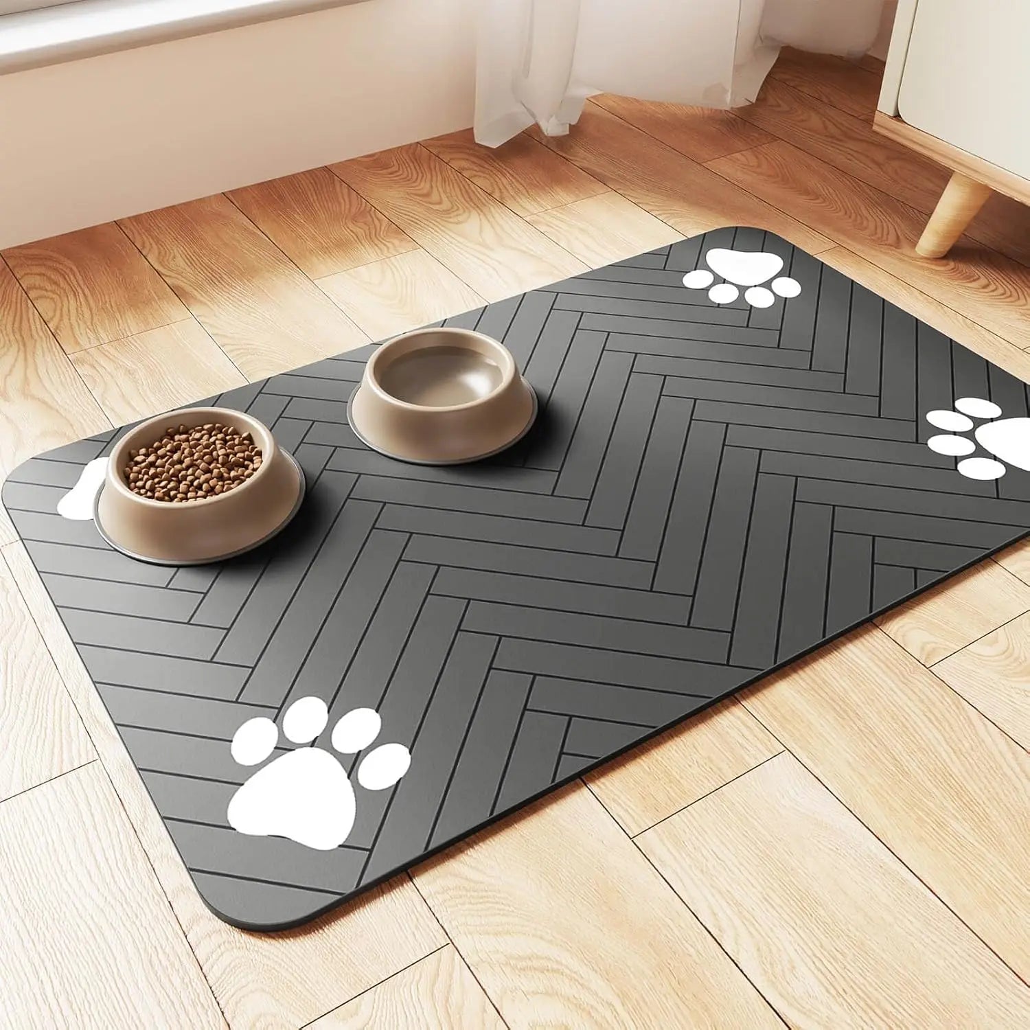 Tapis absorbant pour gamelle de chat