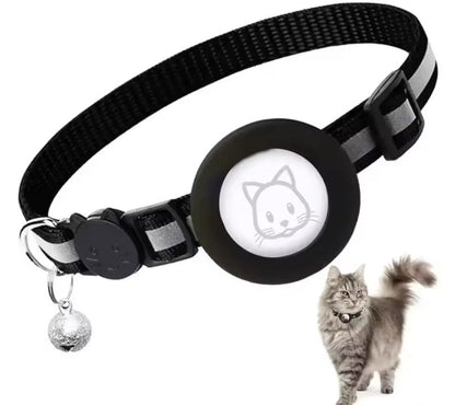 Collier Chat Réfléchissant avec Support AirTag - Clochette - Système anti-étranglement
