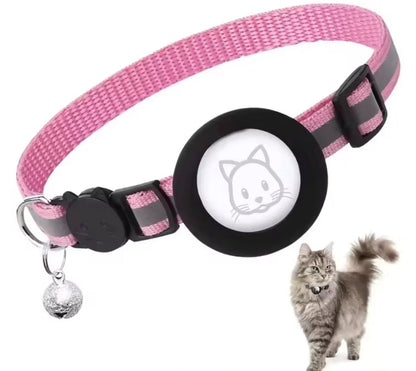 Collier Chat Réfléchissant avec Support AirTag - Clochette - Système anti-étranglement