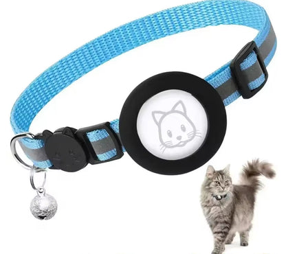 Collier Chat Réfléchissant avec Support AirTag - Clochette - Système anti-étranglement