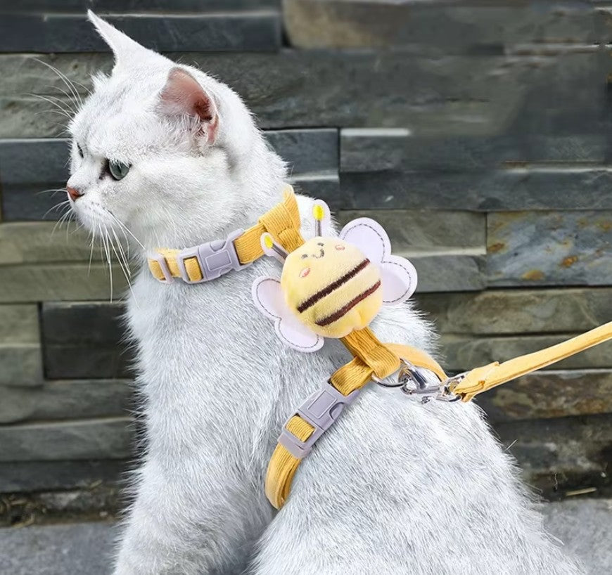 Harnais Réglable pour Chat avec Laisse – Harnais mignon en forme d'Abeille
