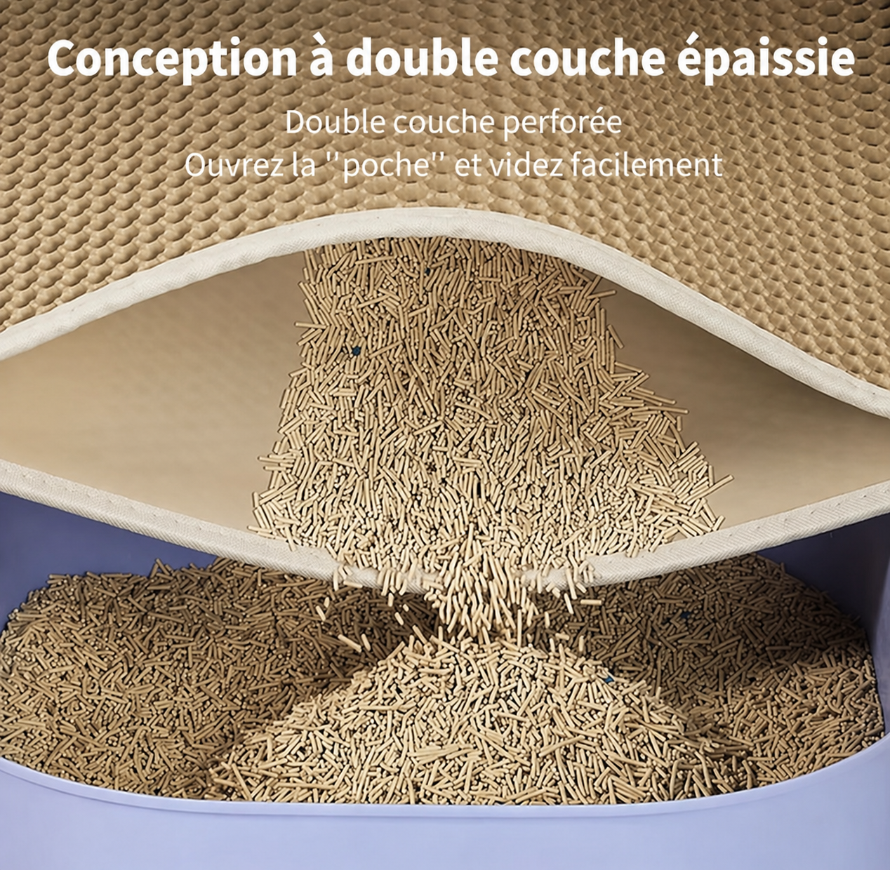 Grand Tapis de Litière Double-Couche – Anti-Dispersion